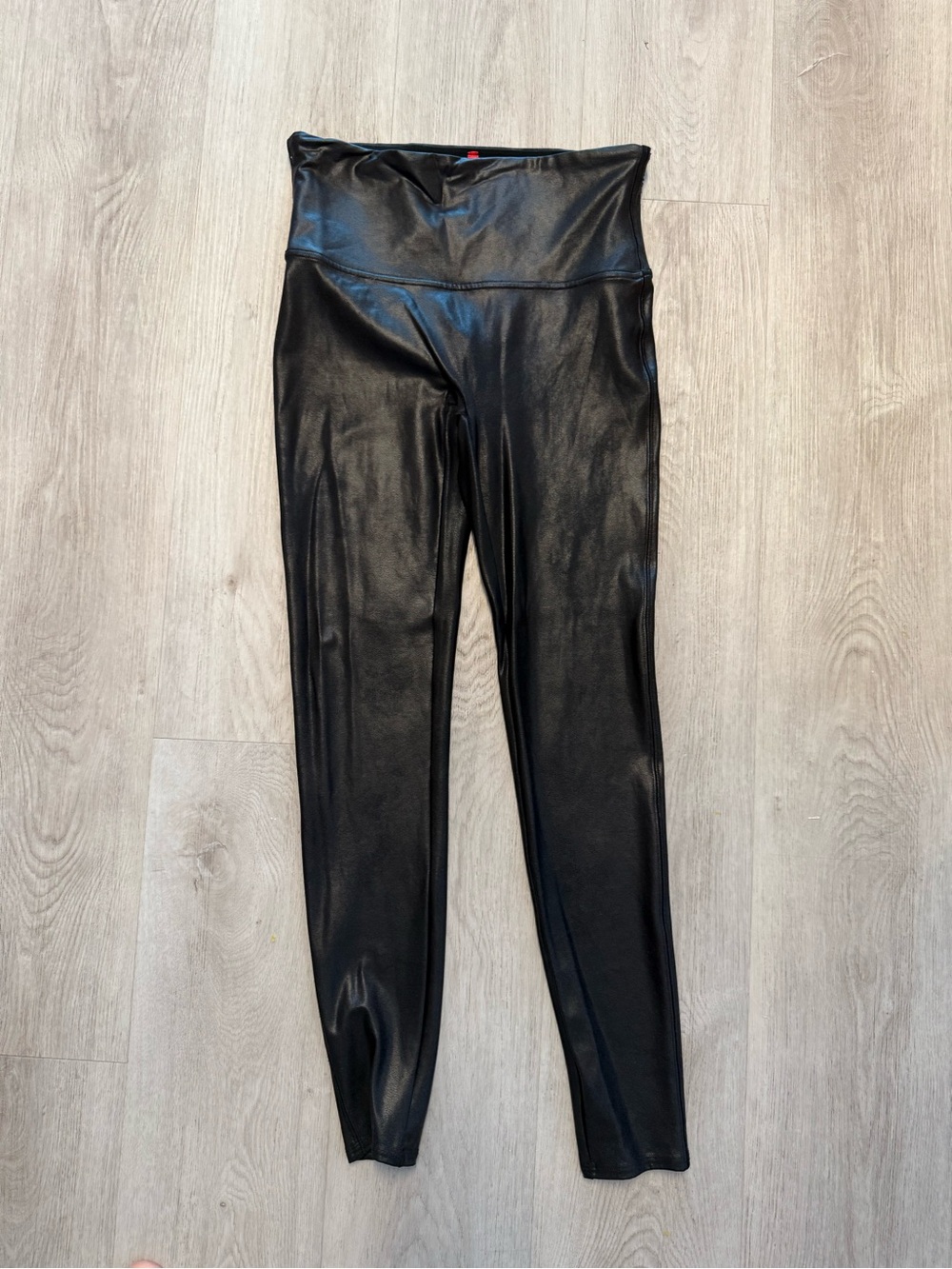 Spanx Sleek Black Faux Leather High-Waist Leggings